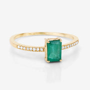 Bids.com 0.59 Carat Genuine Zambian Emerald and White Diamond 14K Yellow Gold Ring Rings White Smoke size 6.00,size 7.00,size 8.00,size 5.00,size 9.00