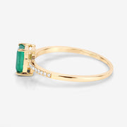 Bids.com 0.59 Carat Genuine Zambian Emerald and White Diamond 14K Yellow Gold Ring Rings White Smoke size 6.00,size 7.00,size 8.00,size 5.00,size 9.00