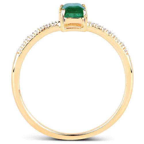 Bids.com 0.59 Carat Genuine Zambian Emerald and White Diamond 14K Yellow Gold Ring Rings White Smoke size 6.00,size 7.00,size 8.00,size 5.00,size 9.00