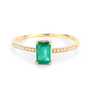 Bids.com 0.59 Carat Genuine Zambian Emerald and White Diamond 14K Yellow Gold Ring Rings White Smoke size 6.00,size 7.00,size 8.00,size 5.00,size 9.00