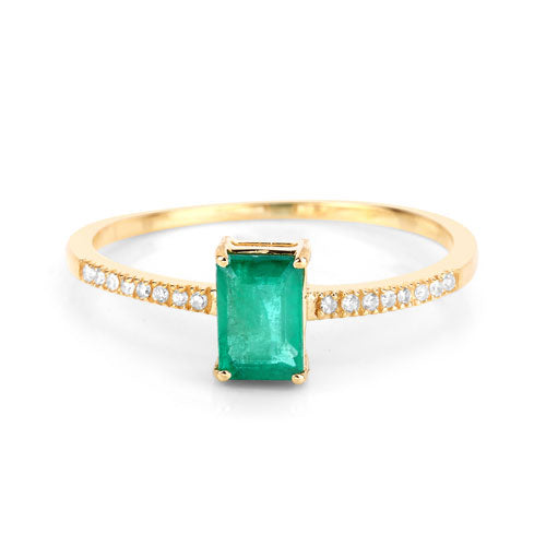 Bids.com 0.59 Carat Genuine Zambian Emerald and White Diamond 14K Yellow Gold Ring Rings White Smoke size 6.00,size 7.00,size 8.00,size 5.00,size 9.00