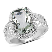 Bids.com 3.94 Carat Genuine Green Amethyst and White Topaz .925 Sterling Silver Ring Rings White Smoke size 6.00,size 7.00,size 8.00,size 5.00,size 9.00