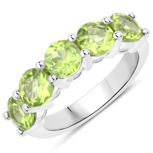 Bids.com 3.25 Carat Genuine Peridot .925 Sterling Silver Ring Rings White Smoke size 6.00,size 7.00,size 8.00,size 5.00,size 9.00