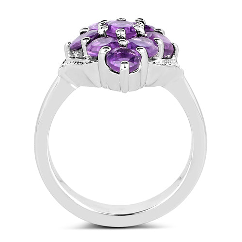 Bids.com 2.16 Carat Genuine Amethyst .925 Sterling Silver Ring Rings White Smoke size 6.00,size 8.00,size 7.00,size 5.00,size 9.00