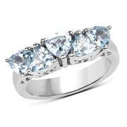 Bids.com 2.50 Carat Genuine Blue Topaz .925 Sterling Silver Ring Rings White Smoke size 8.00,size 6.00,size 7.00,size 5.00,size 9.00