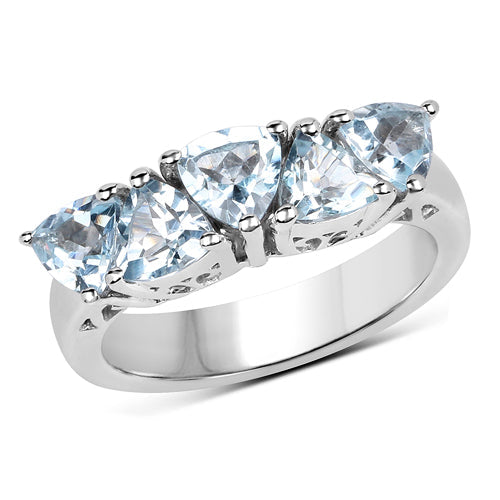 Bids.com 2.50 Carat Genuine Blue Topaz .925 Sterling Silver Ring Rings White Smoke size 8.00,size 6.00,size 7.00,size 5.00,size 9.00