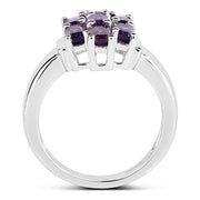 Bids.com 2.80 Carat Genuine Amethyst .925 Sterling Silver Ring Rings White Smoke size 6.00,size 7.00,size 8.00,size 5.00,size 9.00