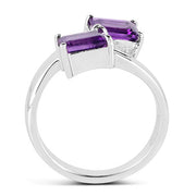 Bids.com 1.90 Carat Genuine Amethyst .925 Sterling Silver Ring Rings White Smoke size 7.00,size 9.00,size 5.00,size 8.00,size 6.00