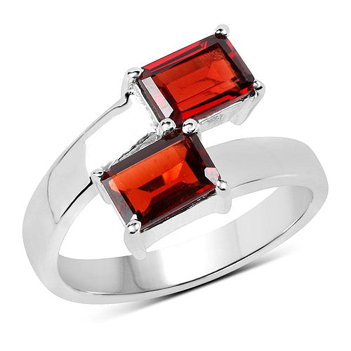 Bids.com 2.40 Carat Genuine  Garnet .925 Sterling Silver Ring Rings White Smoke size 6.00,size 7.00,size 8.00,size 5.00,size 9.00