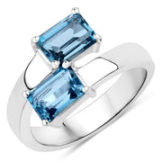 Bids.com 2.40 Carat Genuine London Blue Topaz .925 Sterling Silver Ring Rings White Smoke size 6.00,size 7.00,size 8.00,size 9.00,size 5.00