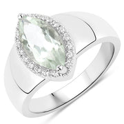 Bids.com 1.64 Carat Genuine Green Amethyst and White Topaz .925 Sterling Silver Ring Rings White Smoke size 6.00,size 7.00,size 5.00,size 9.00,size 10.00,size 8.00