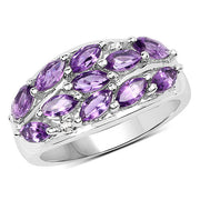 Bids.com 1.67 Carat Genuine  Amethyst and White Topaz .925 Sterling Silver Ring Rings White Smoke size 6.00,size 8.00,size 7.00,size 5.00,size 9.00,size 8.50