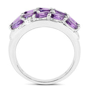 Bids.com 1.67 Carat Genuine  Amethyst and White Topaz .925 Sterling Silver Ring Rings White Smoke size 6.00,size 8.00,size 7.00,size 5.00,size 9.00,size 8.50