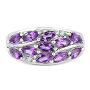 Bids.com 1.67 Carat Genuine  Amethyst and White Topaz .925 Sterling Silver Ring Rings White Smoke size 6.00,size 8.00,size 7.00,size 5.00,size 9.00,size 8.50
