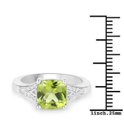 Bids.com 2.27 Carat Genuine Peridot and White Zircon .925 Sterling Silver Ring Rings White Smoke size 6.00,size 7.00,size 8.00,size 5.00,size 9.00