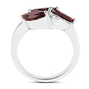 Bids.com 1.98 Carat Genuine  Garnet and White Topaz .925 Sterling Silver Ring Rings White Smoke size 7.00,size 8.00,size 9.00,size 6.00,size 5.00,size 10.00