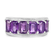 Bids.com 3.30 Carat Genuine Amethyst .925 Sterling Silver Ring Rings Gray size 6.00,size 7.00,size 8.00,size 5.00,size 9.00