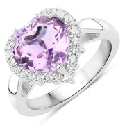 Bids.com 4.03 Carat Genuine Pink Amethyst and White Topaz .925 Sterling Silver Ring Rings White Smoke size 6.00,size 7.00,size 8.00,size 5.00,size 9.00