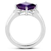 Bids.com 2.55 Carat Genuine Amethyst and White Topaz .925 Sterling Silver Ring Rings White Smoke size 6.00,size 8.00,size 7.00,size 5.00,size 9.00,size 5.50