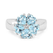 Bids.com 2.58 Carat Genuine Blue Topaz and White Topaz .925 Sterling Silver Ring Rings White Smoke size 6.00,size 7.00,size 8.00,size 9.00,size 5.00,size 5.50