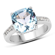 Bids.com 4.62 Carat Genuine Blue Topaz and White Topaz .925 Sterling Silver Ring Rings White Smoke size 5.00,size 9.00,size 6.00,size 7.00,size 8.00,size 10.00