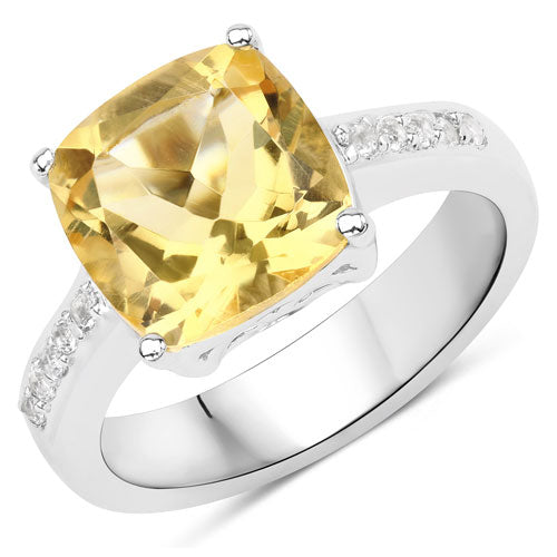 Bids.com 4.12 Carat Genuine Citrine and White Topaz .925 Sterling Silver Ring Rings White Smoke size 6.00,size 7.00,size 8.00,size 5.00,size 9.00