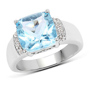 Bids.com 4.58 Carat Genuine Blue Topaz and White Topaz .925 Sterling Silver Ring Rings White Smoke size 6.00,size 7.00,size 8.00,size 5.00,size 9.00,size 11.50