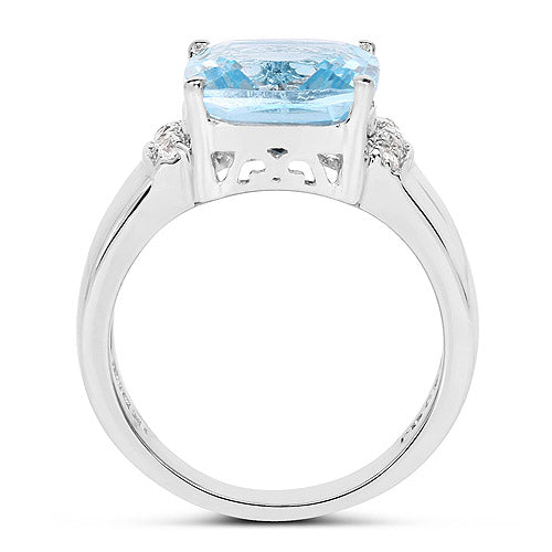 Bids.com 4.58 Carat Genuine Blue Topaz and White Topaz .925 Sterling Silver Ring Rings White Smoke size 6.00,size 7.00,size 8.00,size 5.00,size 9.00,size 11.50