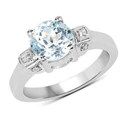 Bids.com 2.28 Carat Genuine Blue Topaz and White Topaz .925 Sterling Silver Ring Rings White Smoke size 6.00,size 7.00,size 8.00,size 5.00,size 9.00