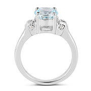 Bids.com 2.28 Carat Genuine Blue Topaz and White Topaz .925 Sterling Silver Ring Rings White Smoke size 6.00,size 7.00,size 8.00,size 5.00,size 9.00