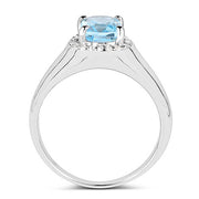 Bids.com 1.62 Carat Genuine Blue Topaz and White Topaz .925 Sterling Silver Ring Rings White Smoke size 8.00,size 6.00,size 7.00,size 5.00,size 9.00