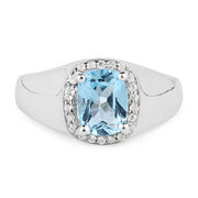 Bids.com 1.62 Carat Genuine Blue Topaz and White Topaz .925 Sterling Silver Ring Rings White Smoke size 8.00,size 6.00,size 7.00,size 5.00,size 9.00