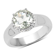 Bids.com 1.87 Carat Genuine Green Amethyst and White Topaz .925 Sterling Silver Ring Rings White Smoke Size 9.00,Size 5.00