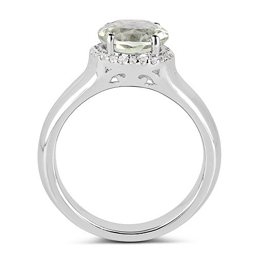 Bids.com 1.87 Carat Genuine Green Amethyst and White Topaz .925 Sterling Silver Ring Rings White Smoke size 6.00,Size 9.00,size 7.00,size 8.00,Size 5.00,size 9.00,size 5.00