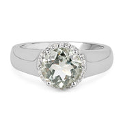 Bids.com 1.87 Carat Genuine Green Amethyst and White Topaz .925 Sterling Silver Ring Rings Gray size 6.00,Size 9.00,size 7.00,size 8.00,Size 5.00,size 9.00,size 5.00