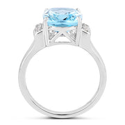 Bids.com 4.28 Carat Genuine Blue Topaz and White Topaz .925 Sterling Silver Ring Rings White Smoke size 7.00,size 5.00,size 9.00,size 10.00,size 6.00,size 8.00