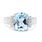 Bids.com 4.28 Carat Genuine Blue Topaz and White Topaz .925 Sterling Silver Ring Rings White Smoke size 7.00,size 5.00,size 9.00,size 10.00,size 6.00,size 8.00