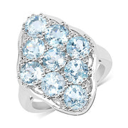 Bids.com 5.40 Carat Genuine Blue Topaz .925 Sterling Silver Ring Rings White Smoke size 8.00,size 6.00,size 7.00,size 5.00,size 9.00