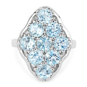 Bids.com 5.40 Carat Genuine Blue Topaz .925 Sterling Silver Ring Rings White Smoke size 8.00,size 6.00,size 7.00,size 5.00,size 9.00