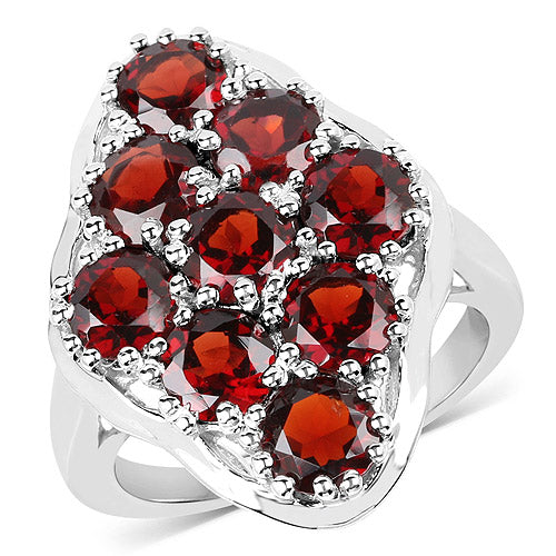 Bids.com 5.22 Carat Genuine  Garnet .925 Sterling Silver Ring Rings White Smoke size 6.00,size 7.00,size 8.00,size 5.00,size 9.00