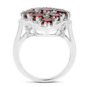 Bids.com 5.22 Carat Genuine  Garnet .925 Sterling Silver Ring Rings White Smoke size 6.00,size 7.00,size 8.00,size 5.00,size 9.00