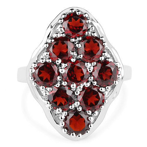 Bids.com 5.22 Carat Genuine  Garnet .925 Sterling Silver Ring Rings White Smoke size 6.00,size 7.00,size 8.00,size 5.00,size 9.00