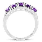 Bids.com 1.70 Carat Genuine  Amethyst .925 Sterling Silver Ring Rings White Smoke size 7.00,size 6.00,size 8.00,size 5.00,size 9.00