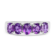 Bids.com 1.70 Carat Genuine  Amethyst .925 Sterling Silver Ring Rings White Smoke size 7.00,size 6.00,size 8.00,size 5.00,size 9.00