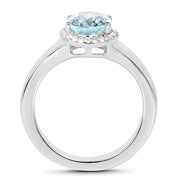 Bids.com 2.63 Carat Genuine  Blue Topaz and White Topaz .925 Sterling Silver Ring Rings White Smoke size 8.00,size 6.00,size 7.00,size 5.00,size 9.00