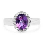 Bids.com 1.68 Carat Genuine  Amethyst and White Topaz .925 Sterling Silver Ring Rings White Smoke size 6.00,size 8.00,size 7.00,size 5.00,size 9.00