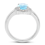 Bids.com 2.58 Carat Genuine  Blue Topaz and White Topaz .925 Sterling Silver Ring Rings White Smoke Size 9.00,size 6.00,size 7.00,size 8.00,9.00,size 5.00