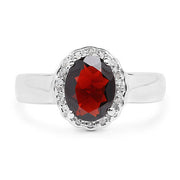 Bids.com 2.58 Carat Genuine  Garnet and White Topaz .925 Sterling Silver Ring Rings White Smoke Size 9.00,size 6.00,size 7.00,size 8.00,9.00,size 5.00