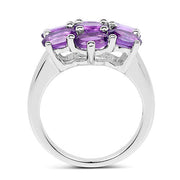 Bids.com 3.01 Carat Genuine  Amethyst .925 Sterling Silver Ring Rings White Smoke size 7.00,size 6.00,size 8.00,size 5.00,size 9.00