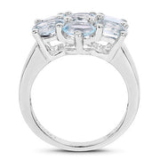 Bids.com 3.57 Carat Genuine  Blue Topaz .925 Sterling Silver Ring Rings White Smoke size 7.00,size 6.00,size 8.00,size 5.00,size 9.00